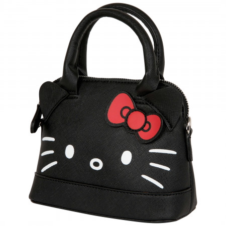 Hello Kitty Black Leather Hand Bag with Detachable Long Strap